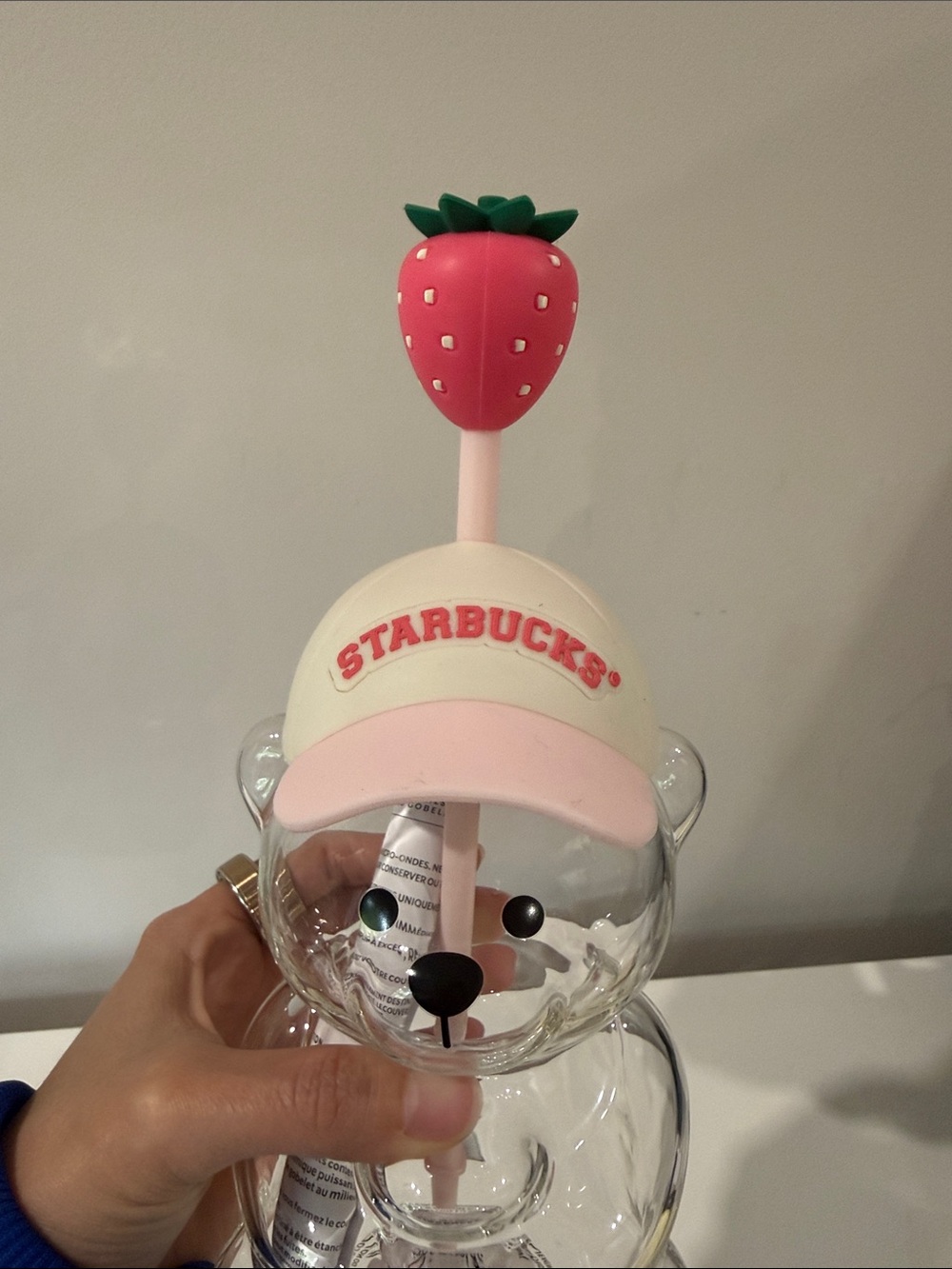 Starbucks Bear Glass Cup with Strawberry Straw | New | 16 oz - Picture 3 of 4